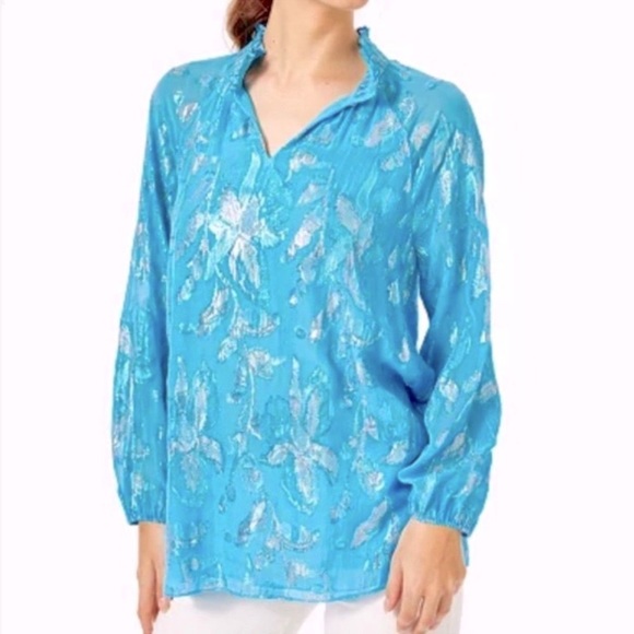 NWT Lilly Pulitzer Galiana silk top M - Picture 1 of 5